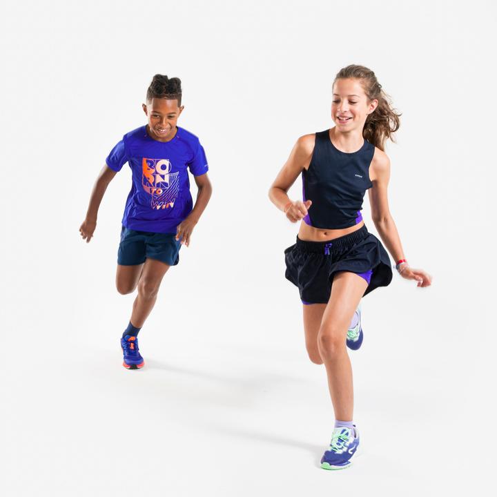 Image du produit Kiprun Débardeur Crop top running respirant Fille -KIPRUN Bleu foncé-violet (14, 15, 16)