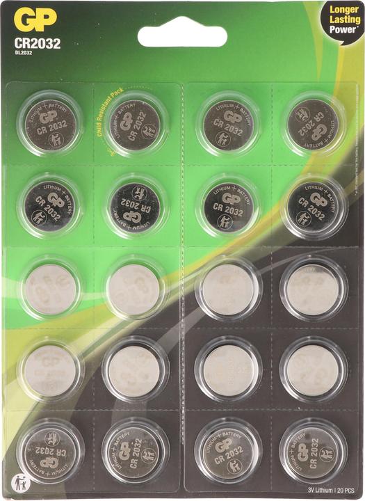 GP Batteries CR2032 (20 Stk., CR2032, 220 mAh)