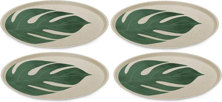 Koziol Speiseteller Connect Monstera 4 Stück,Beige/Grün (4 x, 25.50 cm)