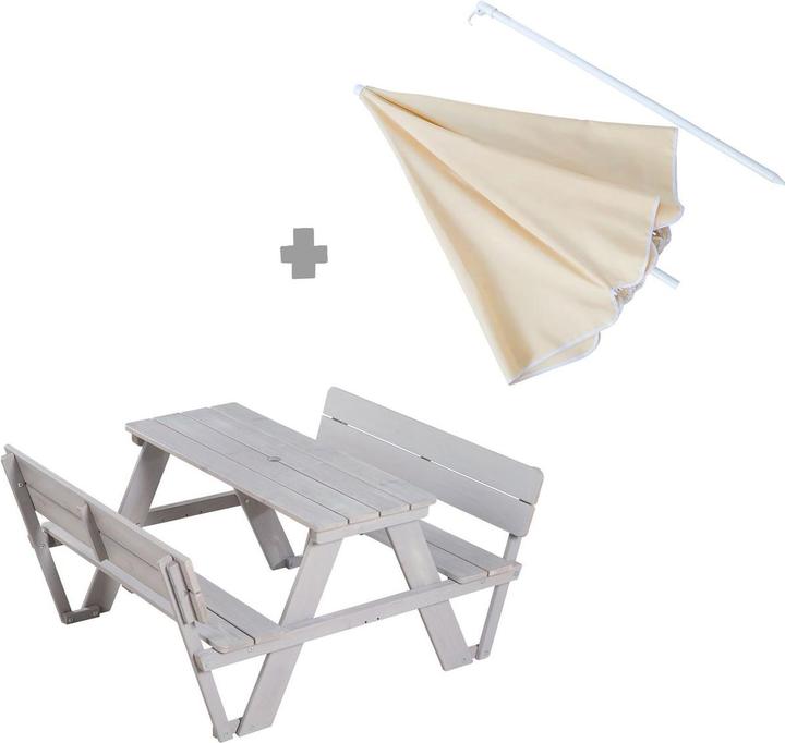 Actual product image Roba Children's seating group 'PICKNICK for 4' Outdoor +, with backrest, with umbrella set (Child seating group)