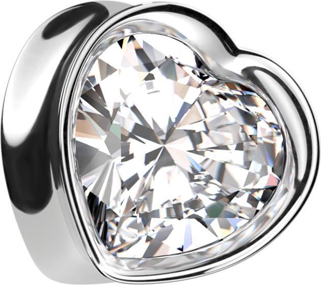 Produktbild Star Piercing Flared Plug Herz silber mit grossem Kristall silber (ohne Messing, Chirurgenstahl 316L)