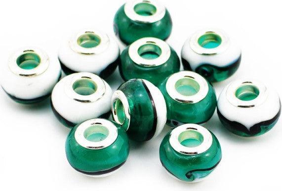 Produktbild Hermex Glas Bead versilbert 925 - Silbrig Grün (Metalllegierung, Glas)
