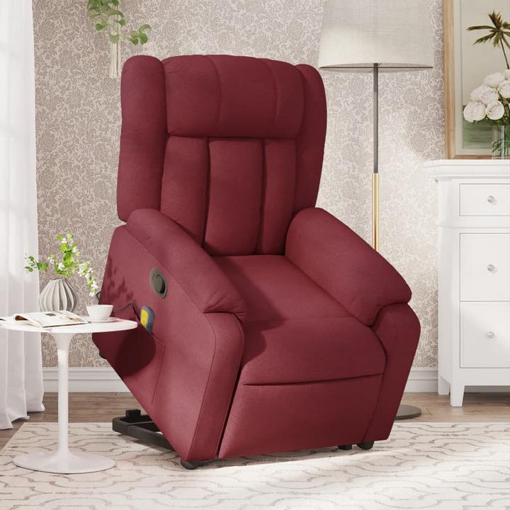 Produktbild VidaXL Massagesessel mit Aufstehhilfe Fernsehsessel Relaxsessel Weinrot Stoff