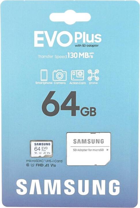 Actual product image Samsung EVO Plus (64 GB, microSDXC, U1, UHS-I)
