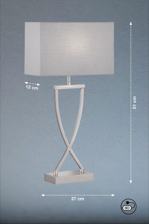 Produktbild Fischer & Honsel Honsel Anni Tischleuchte E27 Stoffschirm grau Chintz, weiss nickel 50459 (E27)