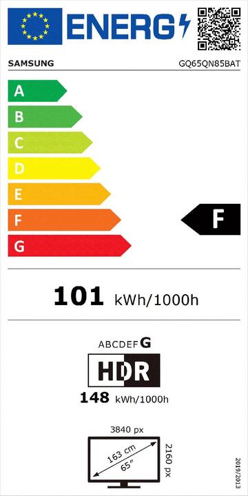 Energy Label Samsung GQ65QN85BAT (65", QN85B, QLED, 4K, 2022)