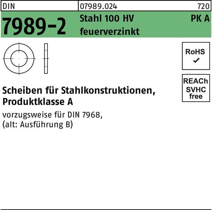 Image du produit Rondelle DIN 7989-2 20/22 x 37 x8 Acier 100HV galvanisé à chaud