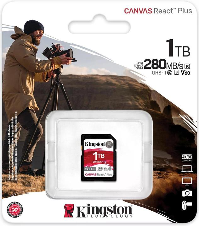 Actual product image Kingston Canvas React Plus (1000 GB, SDXC, U3, UHS-II)