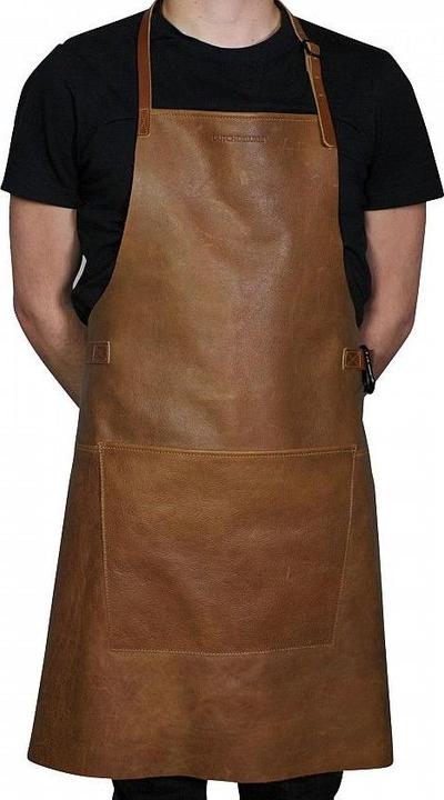 Actual product image DutchDeluxes BBQ Vintage Leather Apron, Cognac (One size)
