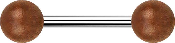 Immagine prodotto Star Piercing Barbell silver con due palline in legno di Sawo (senza ottone, Acciaio chirurgico 316L)