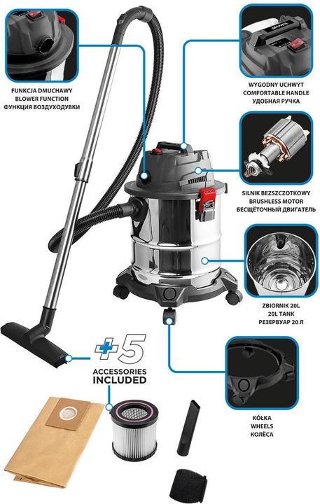 Image du produit Graphite Aspirateur d'atelier Energy+ 18V Li-lon, eau et poussière, réservoir 20L (Aspirateur eau et poussière)