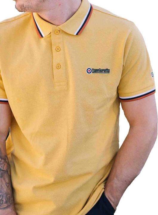 Actual product image Lambretta Mens SS25 Triple Tipped Polo Shirt (4XL)