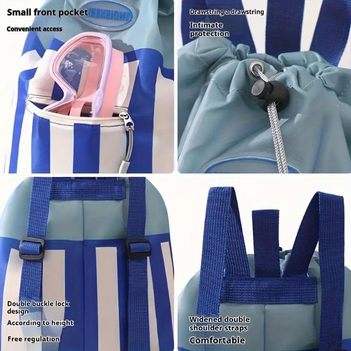 Produktbild Only-Bags.Store 1 Stück Sportrucksack - Gestreift, Nass/Trocken-Trennung, leichte Polyester-Tasche mit