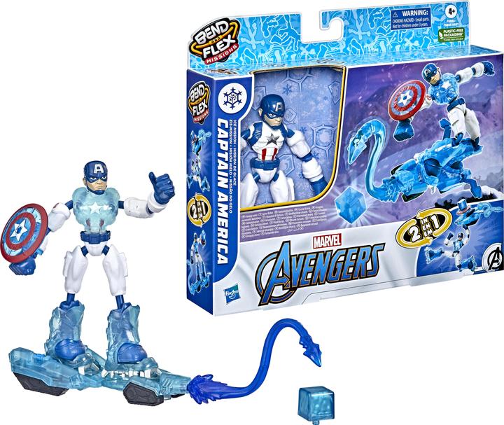 Produktbild Hasbro Marvel Avengers Bend and Flex Missions Captain America Ice Mission, 15 cm grosse biegsame Figur