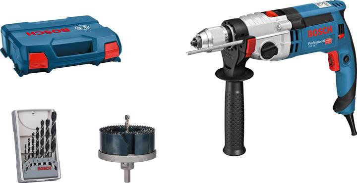 Actual product image Bosch Professional Impact drill GSB 24-2, with 7-piece wood drill bit set, hole saw set (Electrical connection)