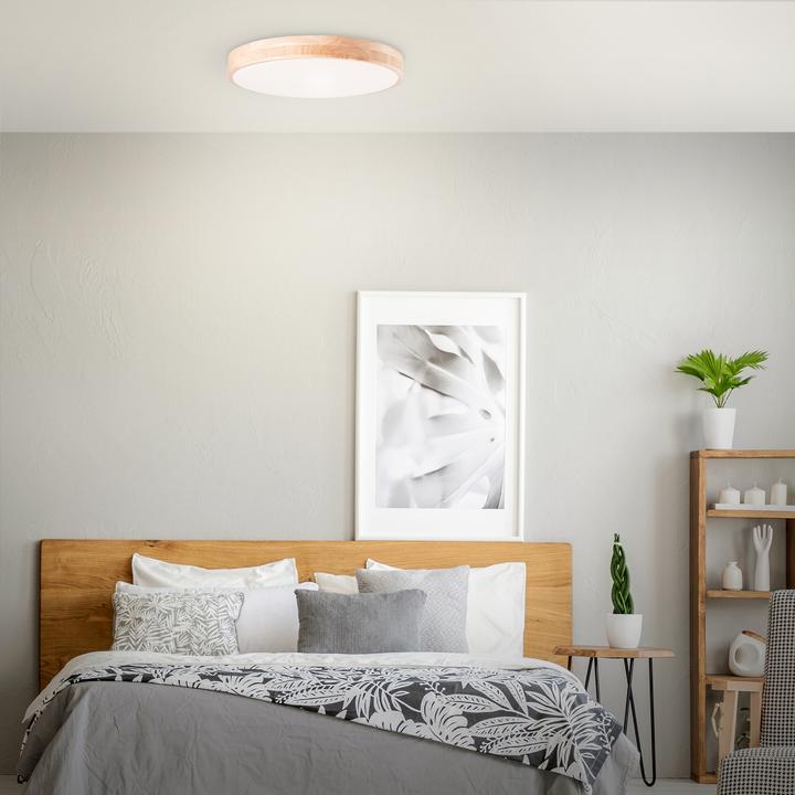 Productafbeelding Brelight Slimline LED wand- en plafondlamp 50cm hout licht/wit (3800 lm)