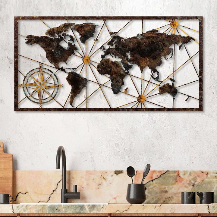 Immagine prodotto Wallxpert Mappa del mondo in metallo (120 x 60 cm)