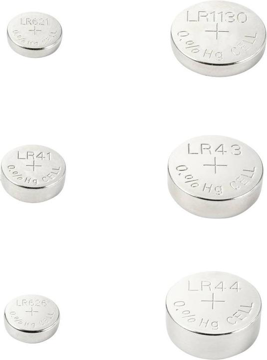 Actual product image Voltcraft Button cell set 6 x AG1, 12 x AG3, 6 x AG4, 9 x AG10, 3 x AG12, 6 (13 pcs., AG12, A10, 4LR44, AG4, LR41, AG1)