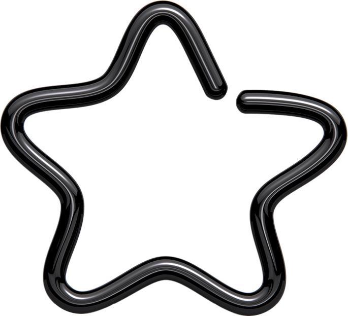 Image du produit Star Piercing Micro piercing anneau étoile noir avec couche de titane (Acier chirurgical 316L, sans laiton)
