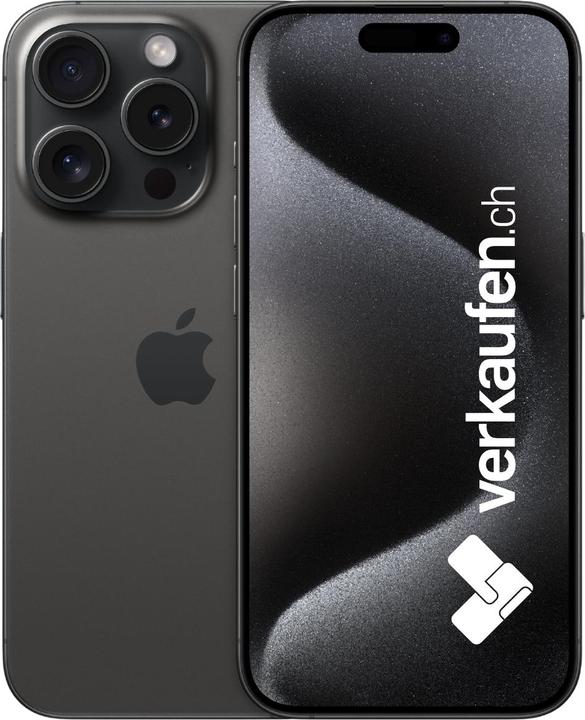 verkaufen.ch iPhone 15 Pro (128 Go, Titane noir, 6.10", 48 Mpx, SIM + eSIM, A / Comme neuf)