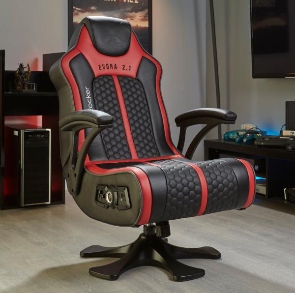 Actual product image X Rocker Chaise de jeu Evora 2.1 audio sans-fil Noire/Rouge