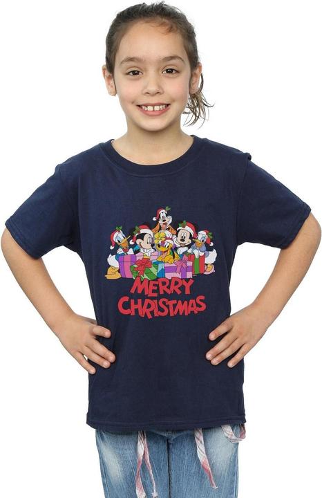 Actual product image Disney Girls Mickey Mouse And Friends Christmas Cotton T-Shirt (140, 146)