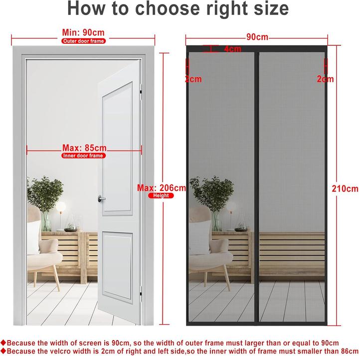 Image du produit Mara Vital Protection magnétique contre les insectes pour porte de terrasse, installation adhésive (210 x 90 cm)