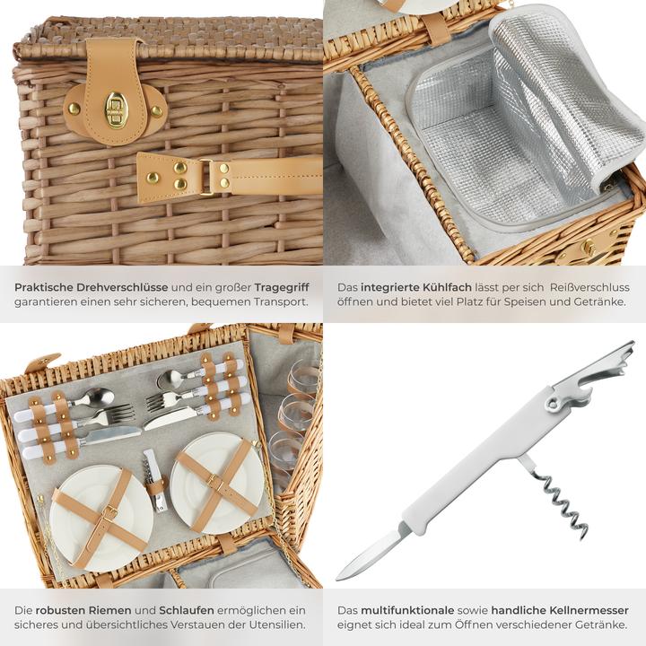 Immagine prodotto tectake Cestino da picnic Föhr per 4 persone, con scomparto refrigerante & accessori