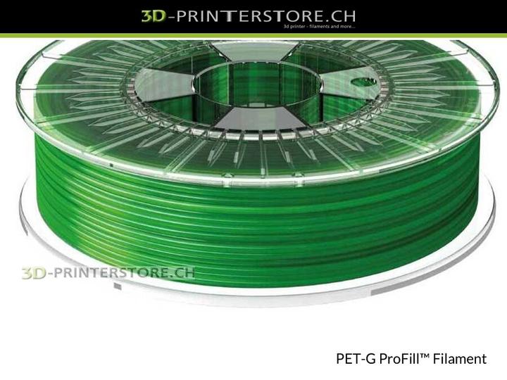 Immagine prodotto 3d-printerstore.ch PETG ProFill verde trasparente 2,85mm 0,75kg (PETG, 2.85 mm, 750 g, Verde)