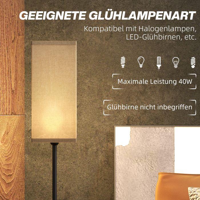 Image du produit Swisshandel24 Moderne Stehlampe mit Kunstleinen-Schirm, Fussschalter, für Wohnzimmer Schwarz (E27)