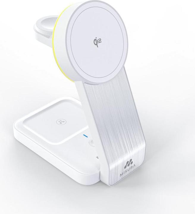 Immagine prodotto Misura Stazione di ricarica wireless pieghevole MH10 3-in-1 - BIANCO (30 W)