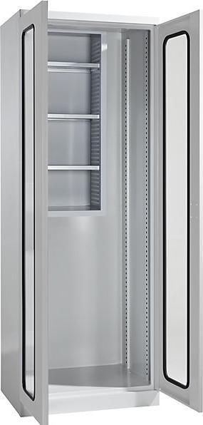 Actual product image MBA-System STANDARD equipment and cleaning cupboard, with vision panel doors, light grey. (37 cm, 112 cm)