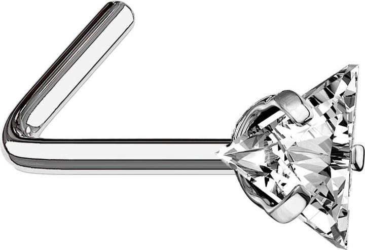Actual product image Star Piercing Nasenstecker gewinkelt silber dreieckiger Kristall silber gefasst (without brass, Titanium G23)