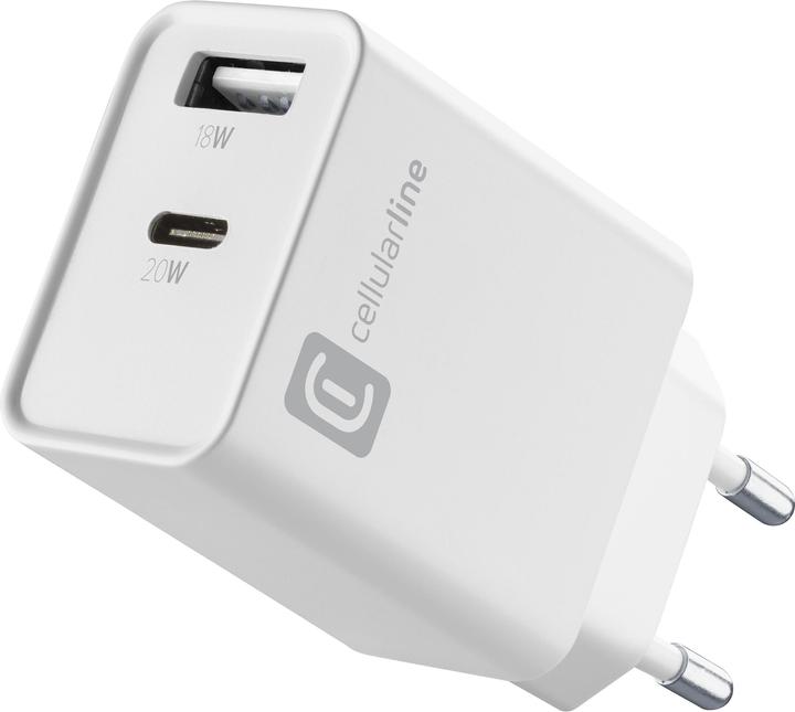 Cellularline Chargeur de voyage à double port Multipower 20W blanc (20 W)