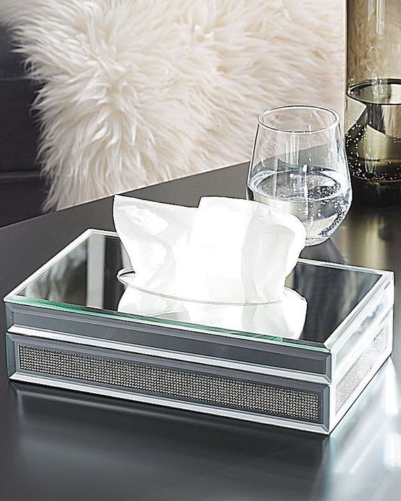 Actual product image Beliani Tissue box holder mirror optic silver 25 x 15 cm CHARLY