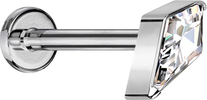 Star Piercing Micro Labret Innengewinde silber Diamant silber mit Kristallen silber (ohne Messing, Titan G23)
