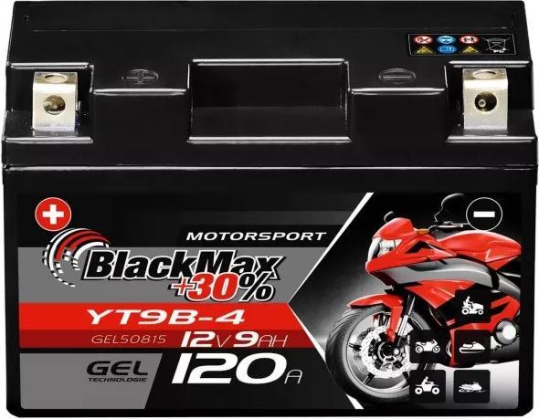 Immagine prodotto BlackMax YT9B-BS Batteria moto Gel GT9B-4 (DIN 50801/50815) (12 V, 9 Ah, 120 A)
