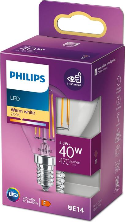 Image du produit Philips Lampe (E14, 4.30 W, 470 lm, 1 x, F)