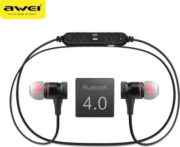 Actual product image Awei słuchawki sportowe Bluetooth A920BL czarny/black magnetyczne (ANC, 6 h, Cable)