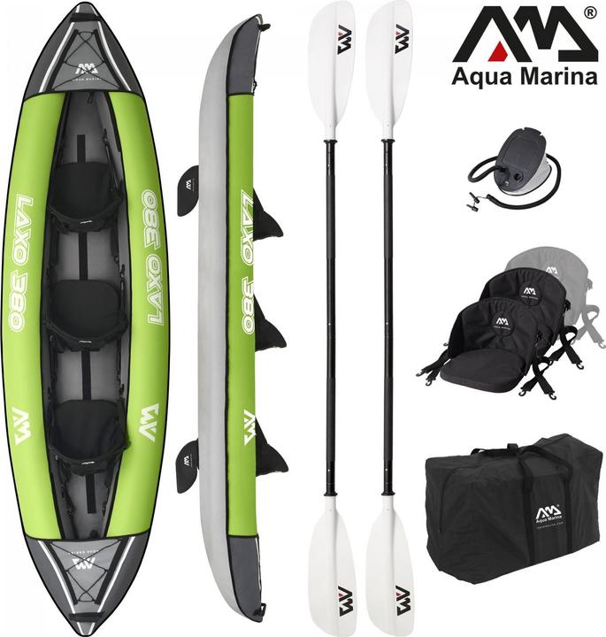 Image du produit Aqua Marina Kayak 380x95 cm. pour 3 personnes avec siège pneumatique dossier réglable sac de transport Reparat (3 pers.)