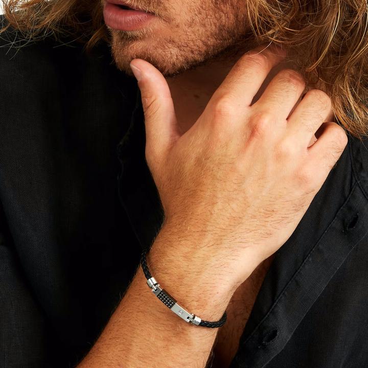 Immagine prodotto Morellato Elegante bracciale da uomo in pelle Moody SQH58 (21 cm, Cuoio, Acciaio inossidabile)