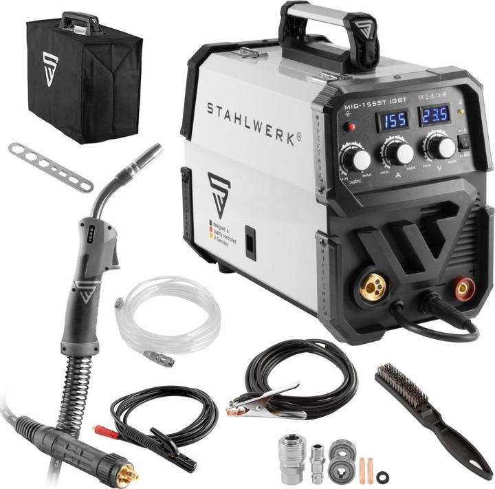 Produktbild Stahlwerk Schutzgas Schweissgerät MIG 155 ST IGBT mit 155 Ampere mit MMA E-Hand