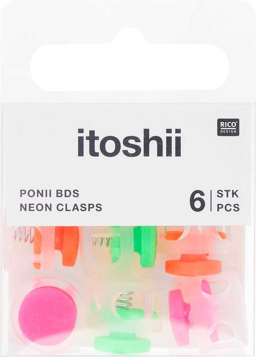 Actual product image Rico Clasps, neon 6 pcs, approx. 13.7 x 13.9 mm