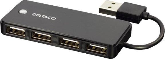 Actual product image Deltaco UH-480 interface hub USB 2.0 Black (4 Ports)