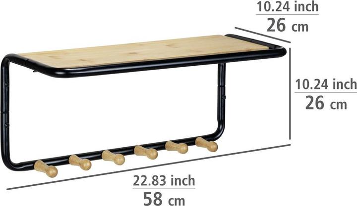 Image du produit Wenko Wandgarderobe Mod. Loft aus Stahlrohr und FSC®-zertifiziertem Bambus