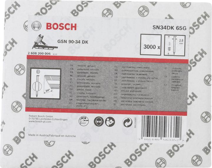 Produktbild Bosch Professional Zubehör D-Kopf Streifennagel SN34DK 65G, 2,8 mm, 65 mm, verzinkt, glatt