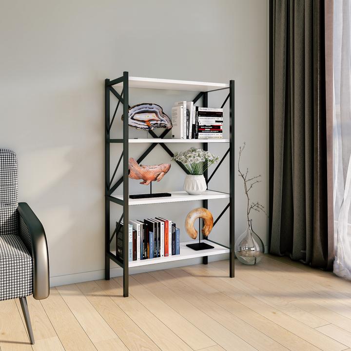 Immagine prodotto VCM Legno Metallo Scaffale Portaoggetti Libreria Libri Decorativi Scaffale Portaoggetti Insasi 4 (66 x 34 x 121 cm)