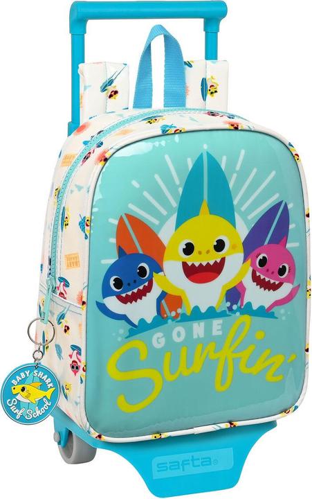 Immagine prodotto Pinkfong Zaino scuola con ruote Baby Shark Surfing Blue White 22 x 27 x 10 cm