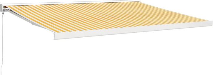 Actual product image VidaXL Hinged Arm Awning Yellow and White 4.5x3 m Fabric and (0.50 m)