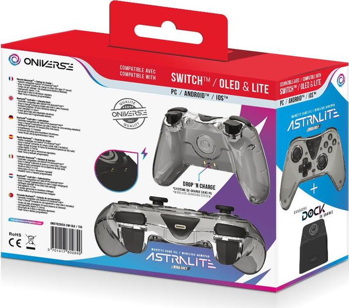 Produktbild Oniverse Nintendo Switch Astralite Controller Wireless Smoked Black inkl. Charging Station (Android, iOS, Switch, PC, Switch Lite, Switch OLED)